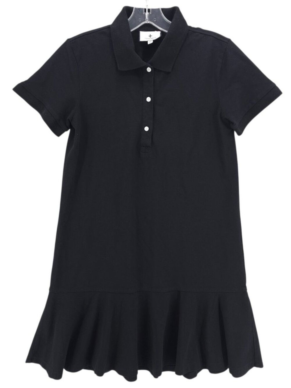 TUCKERNUCK Black Pique May Polo Dress 100% Cotton Ruffle Hem Size XS